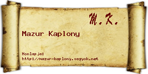 Mazur Kaplony névjegykártya
